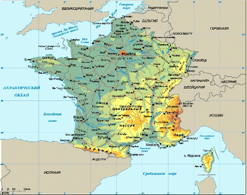 моря Франции на карте