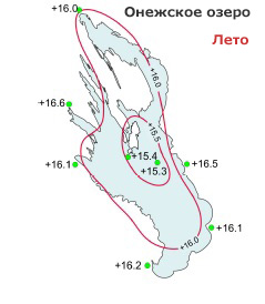 температура воды на Онежском озере летом