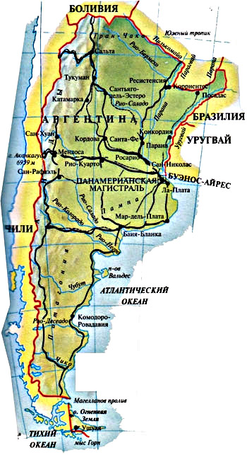 карта рек Аргентины