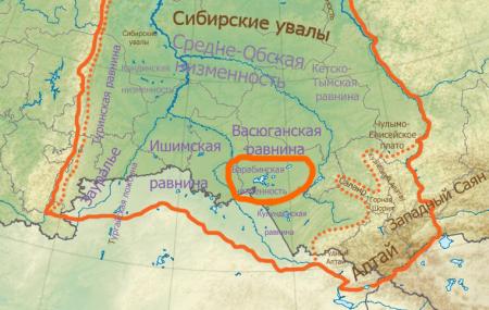 Барабинская низменность карта