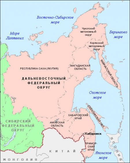карта Дальнего Востока России