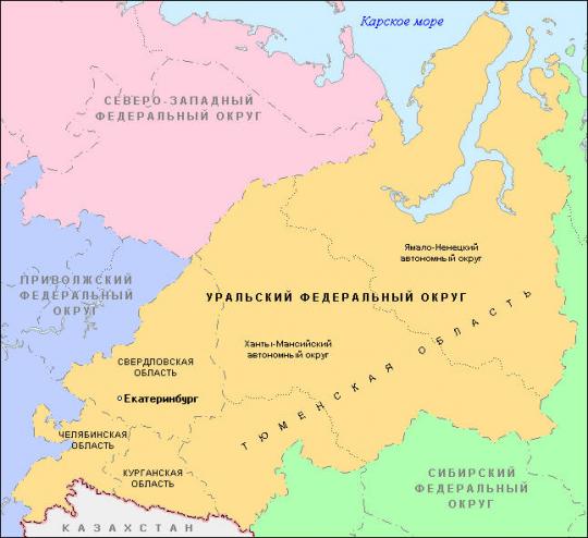 карта Урала