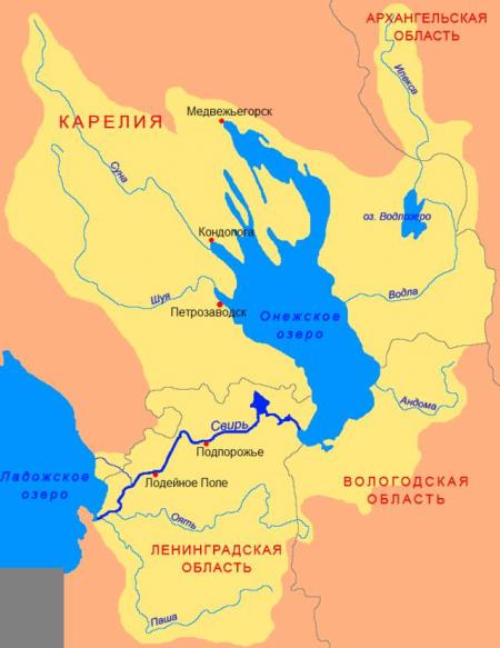 Схема реки Свирь