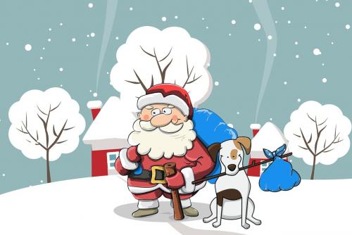 Санта с собакой