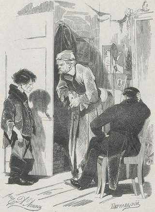 Крестьяне у Плюшкина, художник Александр Агин, 1846-47