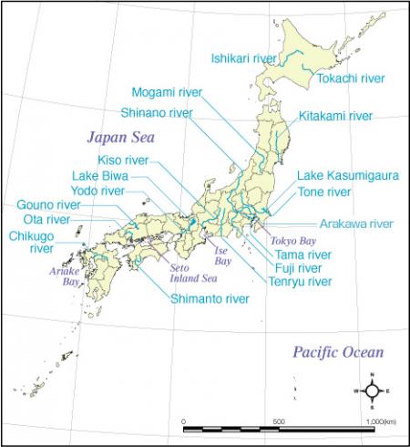 карта рек Японии