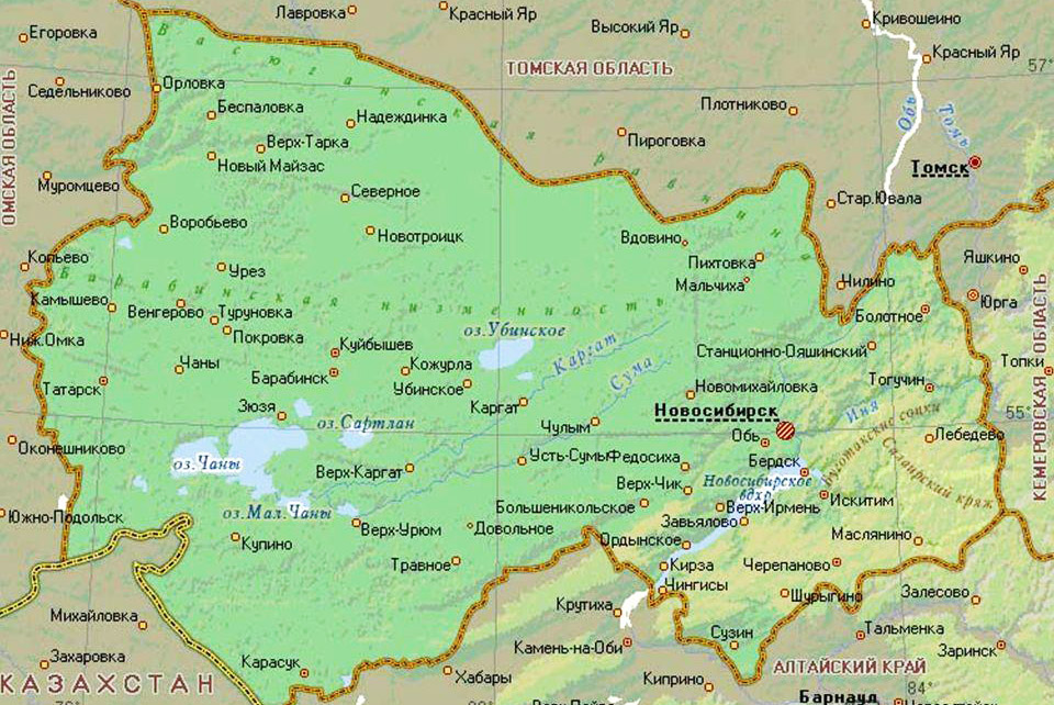 Где расположен город новосибирск. Карта Новосибирской области. Карта НСО Новосибирской области. Чаны озеро Новосибирская область на карте Новосибирской области. Карта Новосибирской Новосибирской области.