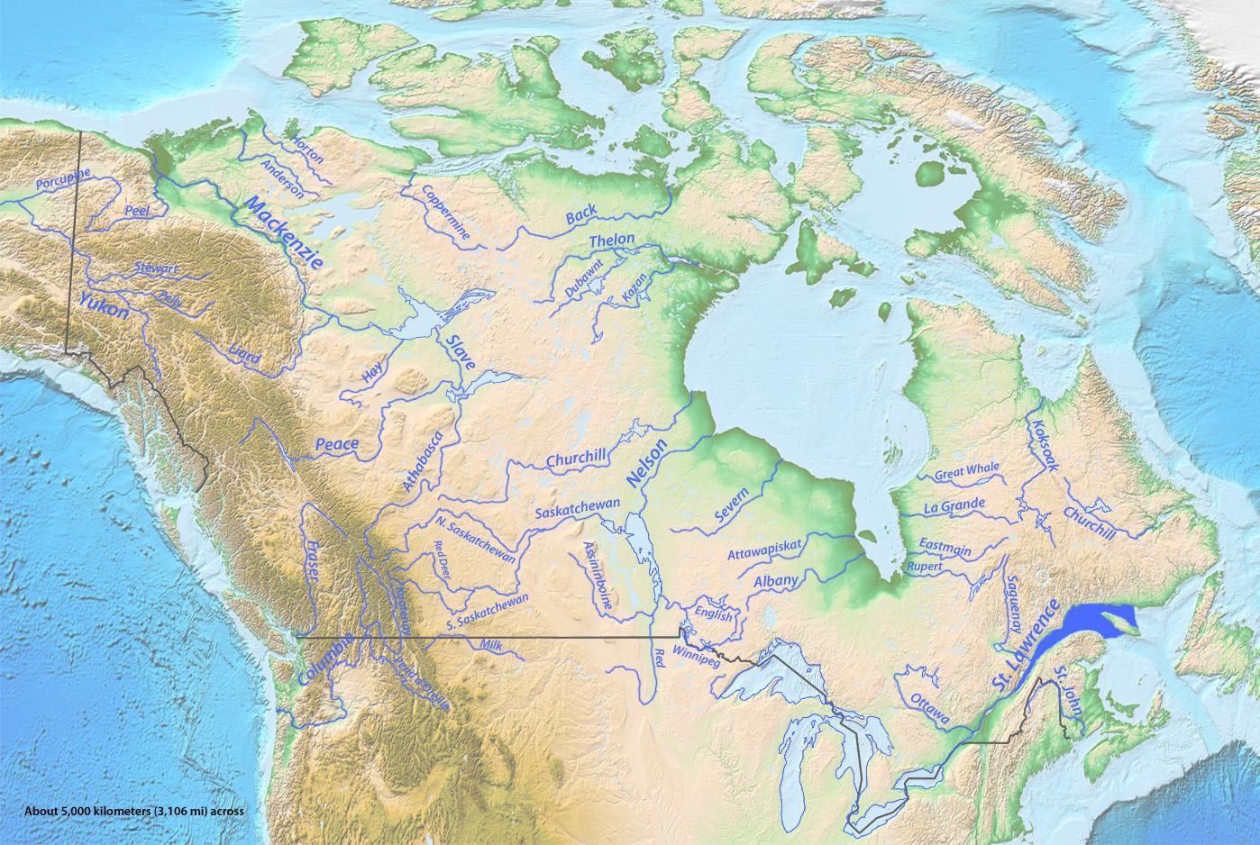 Юкон бассейн какого океана. Река Маккензи Канада. Крупные реки и озера Канады на карте. Реки Канады на карте. Крупнейшие реки Канады на карте.