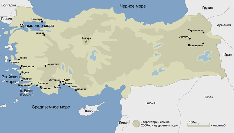 Турция море какое карта