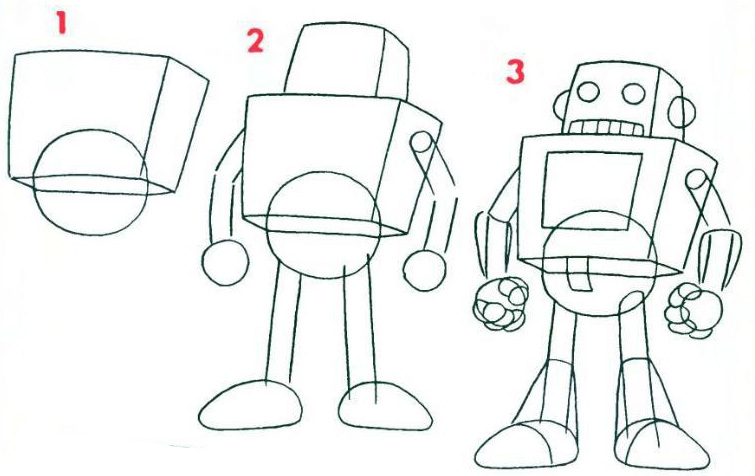 Как нарисовать квадробику. Поэтапное рисование робота. Робот рисунок. Схема рисования робота для детей. Робот рисунок карандашом.