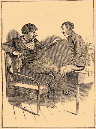 Карикатура с изображением Некрасова и И. Панаева. &quot;Иллюстрированный альманах&quot;, 1848 год