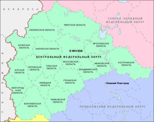 Карта Центральной России