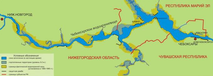 Чебоксарское водохранилище карта-схема