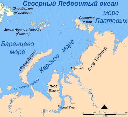 Карское море карта