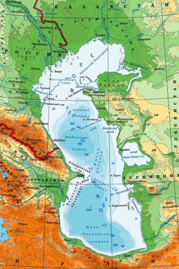Карта каспийского моря со странами