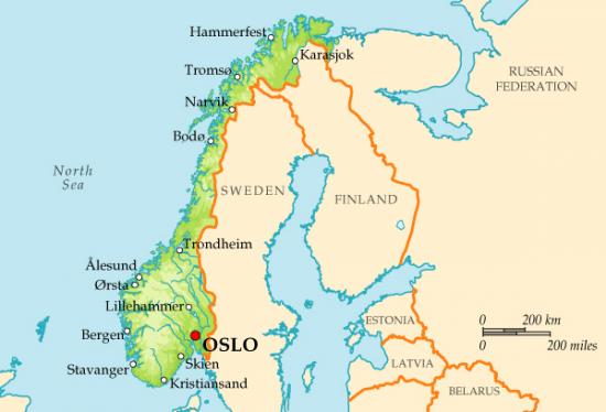 карта Норвегии