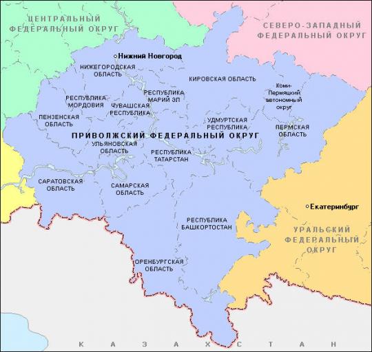 карта Приволжского округа России
