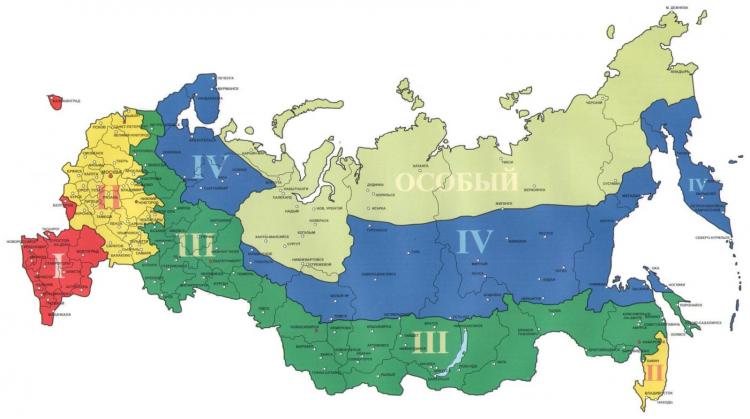 карта климатических зон России