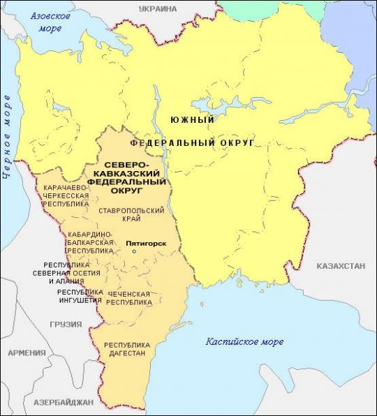 карта Северного Кавказа