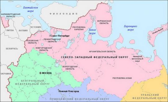 карта Северо-Запада России