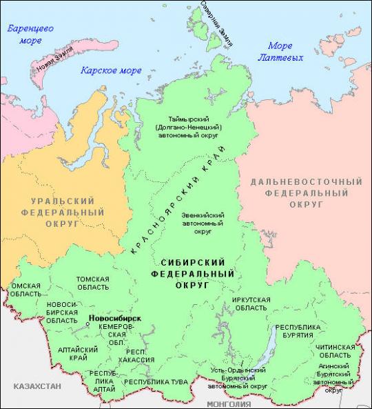 карта Сибири