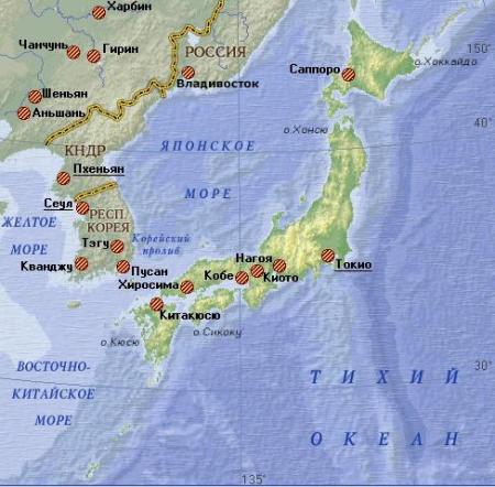 Карта температуры воды японское море