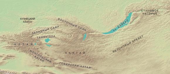 Южно-Сибирские горы карта
