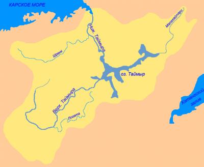 озеро Таймыр на карте