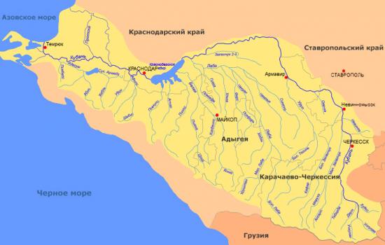 карта реки Кубань