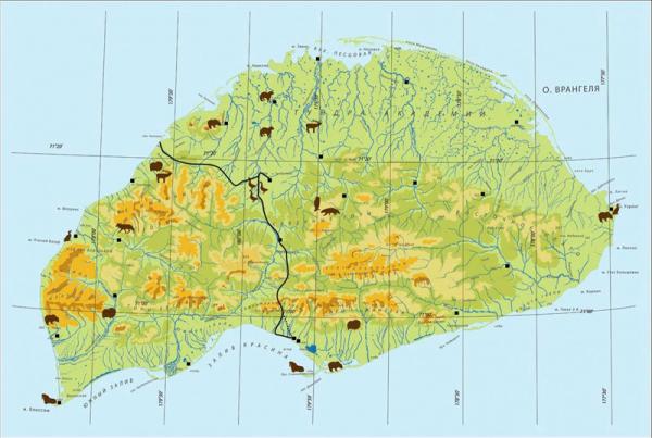 Заповедник Остров Врангеля карта-схема