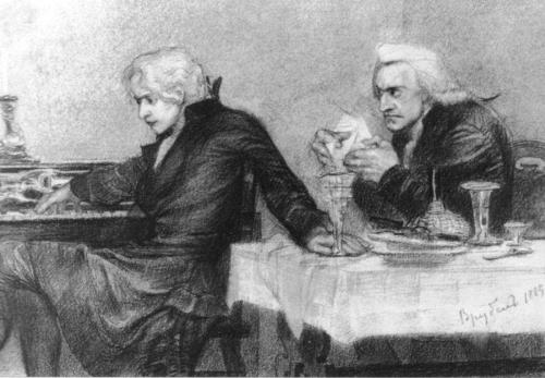 М. А. Врубель &quot;Сальери всыпает яд в бокал Моцарта&quot;, 1884