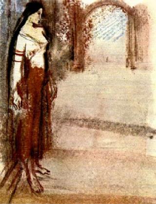 Олеся в церкви. Иллюстрация Е.М. Дробязина