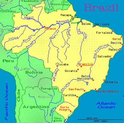 карта рек Бразилии