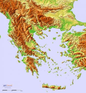 карта рельефа Греции