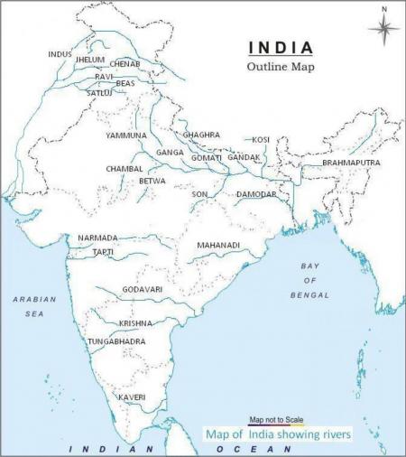 Карта рек Индии