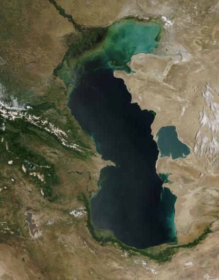 Каспийское озеро вид со спутника
